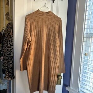 Madewell Long Sleeve Wool Blend Ribbed Sweater Dress